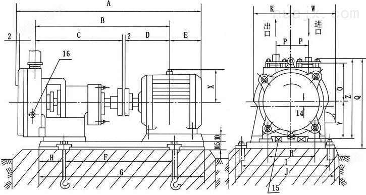 SZB型水环式真空泵安装尺寸图